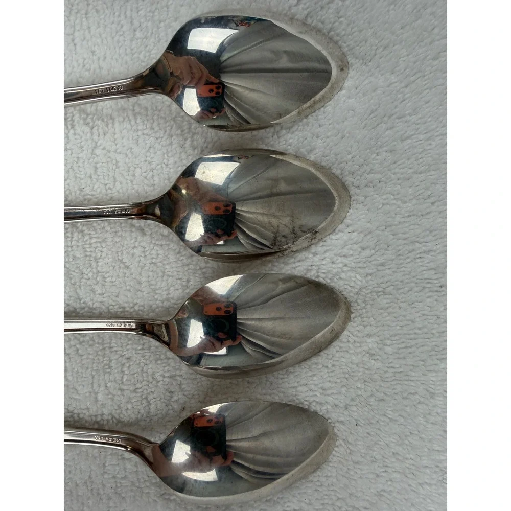 Lot of 4 Oneida USA silver plate soup spoon tablespoon size in Balmoral Pattern